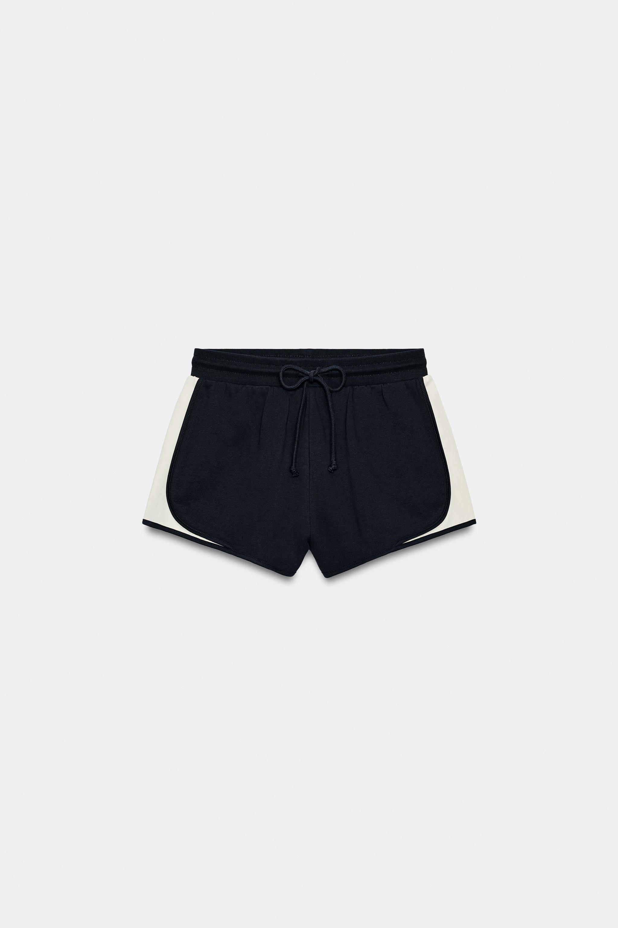 MIXED FABRIC SHORTS